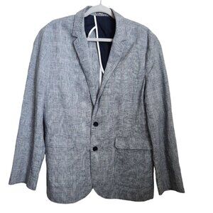 Express Linen Glen Check Blazer Sports Coat Jacket Mens‎ Large Half Structured